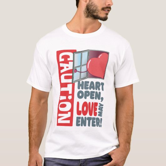 ハートオープン、愛が入るかもしれない（バレンタインデー） Tシャツ (正面)
