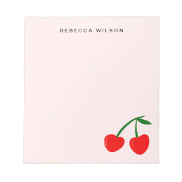 ハートカスタムさくらんぼパーソナライズされたバレンタインピンク ノートパッド