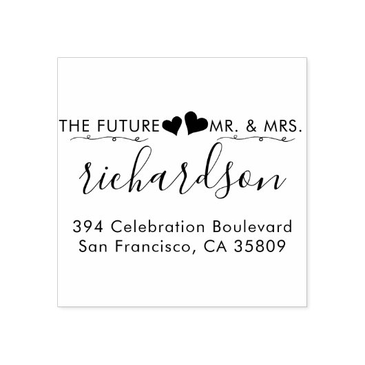 ハートカスタムとMrミセス結婚の差出人住所 ラバースタンプ (インプリント)