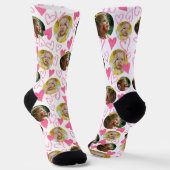 ハートカスタムのキッドフォトピンクのバレンタインクルーソックス ソックス (傾斜あり)