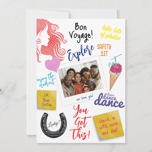 ハートカスタムの女性シルエット |ボンボヤージュ カード (裏面)