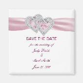 ハートカスタムの日付を保存するピンク色のマグネット マグネット (正面)