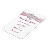 ハートカスタムの日付を保存するピンク色のマグネット マグネット (左側)