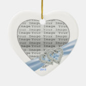 ハートカスタムアイスブルーリボンオーナメント セラミックオーナメント (裏面)