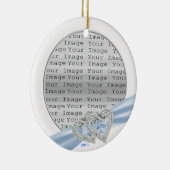 ハートカスタムアイスブルーリボンオーナメント セラミックオーナメント (右)