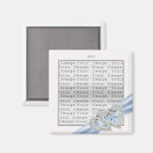 ハートカスタムアイスブルーリボン磁石 マグネット (正面/裏面)