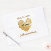 ハートカスタムゴールデンアニバーサリーステッカー スクエアシール (封筒)