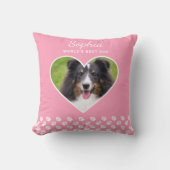 ハートカスタムシェイプのペット写真オンピンク&文字 クッション (正面)