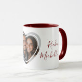 ハートカスタムシェイプ写真の名前と愛引用文赤 マグカップ (正面右)