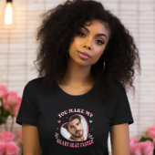 ハートカスタムシェイプ写真バレンタインT型、ハートビート Tシャツ