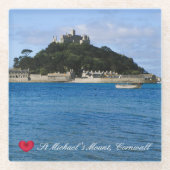 ハートカスタムセントミカエルズ山コーンウォールフォト ガラスコースター (正面)