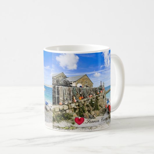 ハートカスタムセンネンハーバーボーツコーンウォールフォト コーヒーマグカップ (正面右)