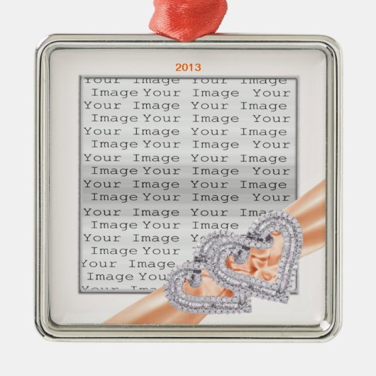 ハートカスタムタンゲリンリボンオーナメント メタルオーナメント (正面)