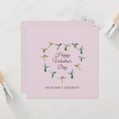 ハートカスタムハミングバードバレンタインズデイカード カード (正面/裏面インサイチュ)