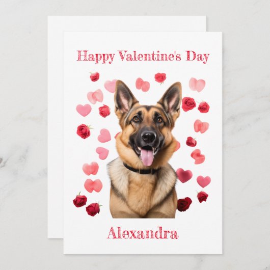 ハートカスタムバレンタインとドイツの羊飼い シーズンカード