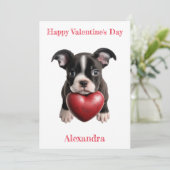 ハートカスタムバレンタインとボストンテリアパップ シーズンカード (スタンド正面)