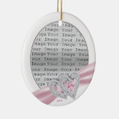 ハートカスタムパステルピンクリボンオーナメント セラミックオーナメント (右)