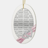 ハートカスタムパステルピンクリボンオーナメント セラミックオーナメント (左)