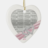 ハートカスタムパステルピンクリボンオーナメント セラミックオーナメント (右)