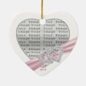 ハートカスタムパステルピンクリボンオーナメント セラミックオーナメント (裏面)