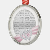 ハートカスタムパステルピンクリボンオーナメント メタルオーナメント (左)