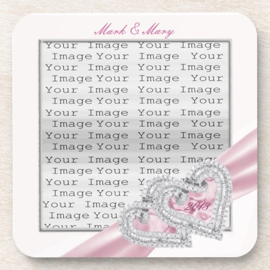 ハートカスタムパステルピンクリボンコースター コースター (正面)