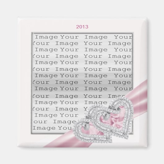 ハートカスタムパステルピンクリボンマグネット マグネット (正面)