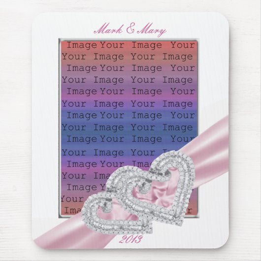 ハートカスタムパテルピンクリボンマウスパッド マウスパッド (正面)