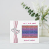 ハートカスタムピンクリボン日付はがきを保存 案内ポストカード (スタンド正面)