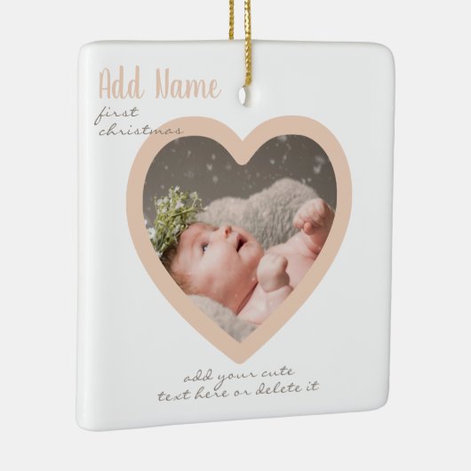ハートカスタムフォトスクリプトBaby Girl 1stクリスマス セラミックオーナメント (右)