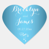 ハートカスタムブルー結婚式用シールとハート ハートシール (正面)