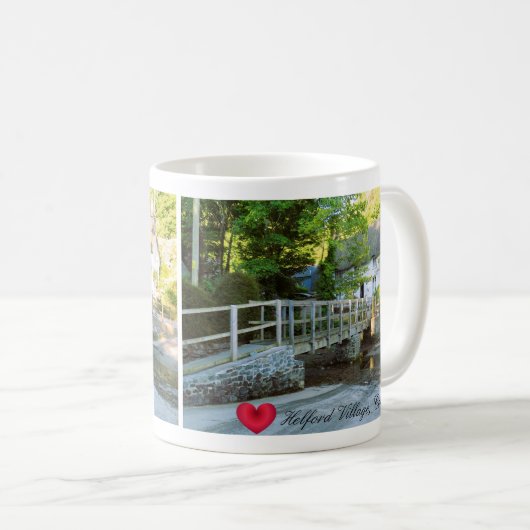 ハートカスタムヘルフォードビレッジブリッジコーンウォールフォト コーヒーマグカップ (正面右)