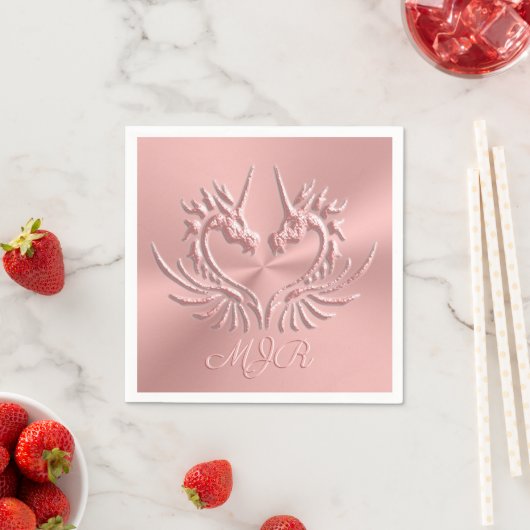 ハートカスタムモノグラムドラゴンスケールバラ金ゴールド スタンダードカクテルナプキン (インサイチュ)