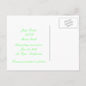 ハートカスタムライムリボン日付はがきを保存 案内ポストカード (裏面)