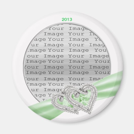 ハートカスタムライムリボン磁石 マグネット (正面)