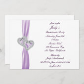 ハートカスタムラベンダーバチェロレッテ招待状 招待状 (正面/裏面)