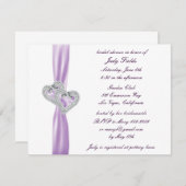 ハートカスタムラベンダーブライダルシャワー招待状 招待状 (正面/裏面)
