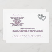 ハートカスタムラベンダーリボンエンクロージャカード 招待状 (正面/裏面)