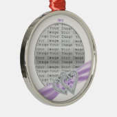 ハートカスタムラベンダーリボンオーナメント メタルオーナメント (右)