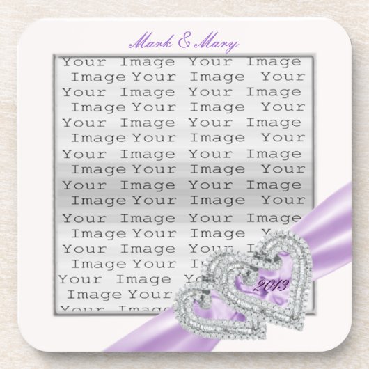 ハートカスタムラベンダーリボンコースター コースター (正面)