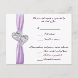 ハートカスタムラベンダーリボン応答カード 出欠カード