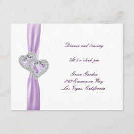 ハートカスタムラベンダーリボン披露宴カード エンクロージャーカード