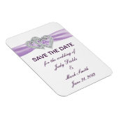 ハートカスタムラベンダーリボン日付磁石を保存 マグネット (右側)