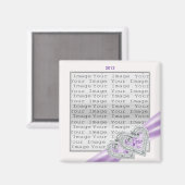 ハートカスタムラベンダーリボン磁石 マグネット (正面/裏面)