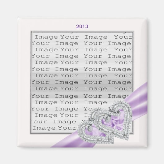 ハートカスタムラベンダーリボン磁石 マグネット (正面)