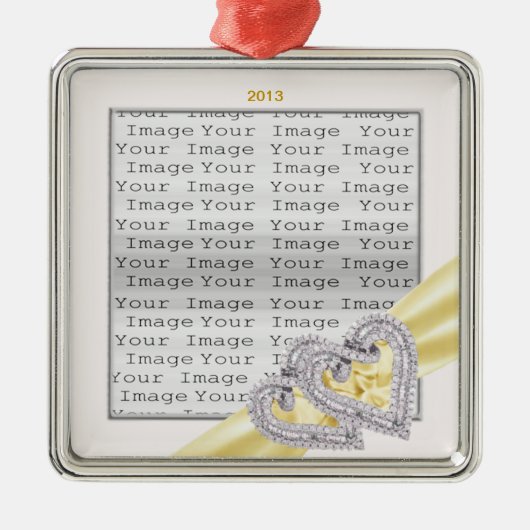 ハートカスタムレモンリボンオーナメント メタルオーナメント (正面)