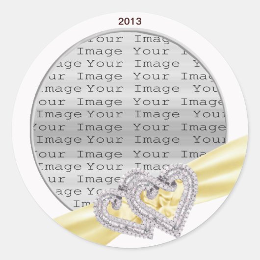 ハートカスタムレモンリボンステッカー ラウンドシール (正面)