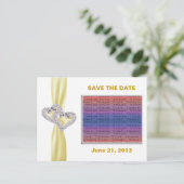 ハートカスタムレモンリボン日付はがきを保存 案内ポストカード (スタンド正面)