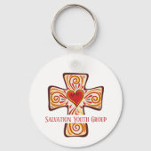 ハートカスタム付き信仰クロスキーチェーン キーホルダー (正面)