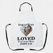 ハートカスタム写真クリスチャン・バイブルVerse John 3 16 エプロン (正面)
